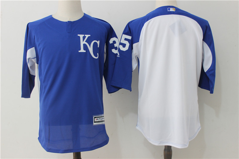 2017 MLB Kansas City Royals #35 Blue Practice clothes Jerseys